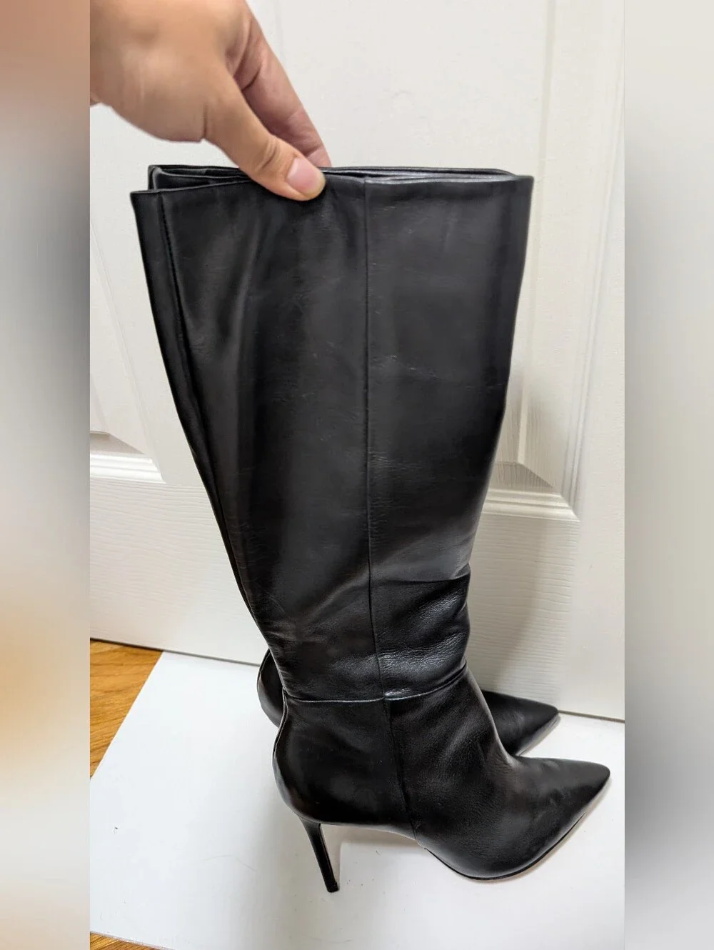 NWOB SCHUTZ MIKKI UP BOOT Black Over-the-Knee Pointed-Toe Stiletto Boot Size 8.5